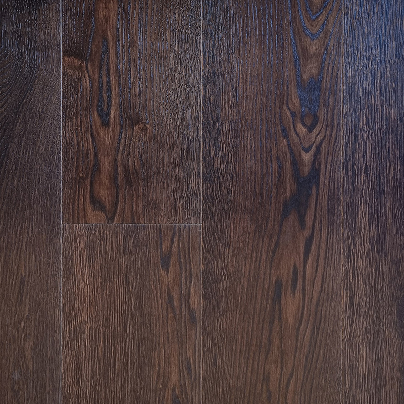 Midnight Brown oak plank flooring showroom board