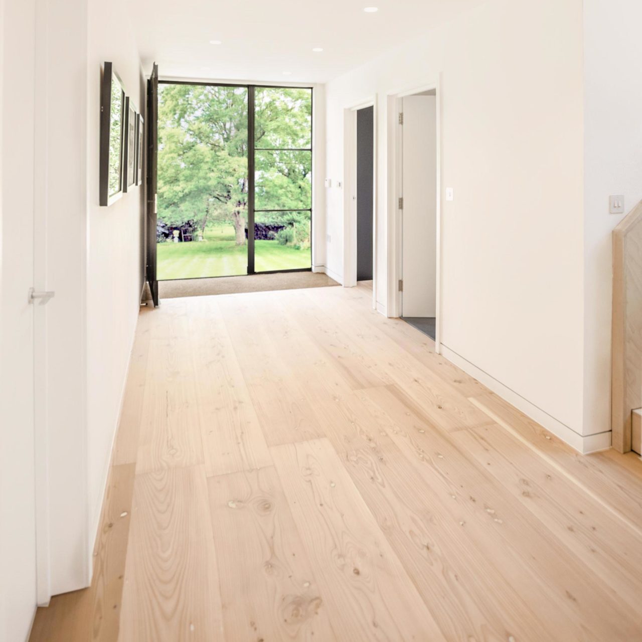 douglas fir flooring in hallway