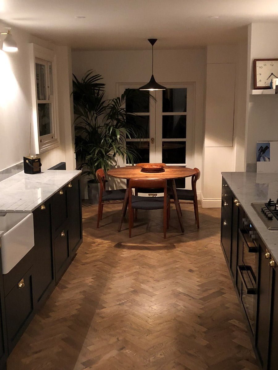 Cornish Slate Tumbled Solid Herringbone Oak - Wood Flooring Project