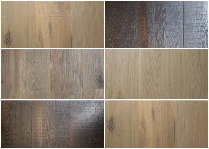 Finishes available - Chaunceys Rough Sawn and Brushed wood flooring