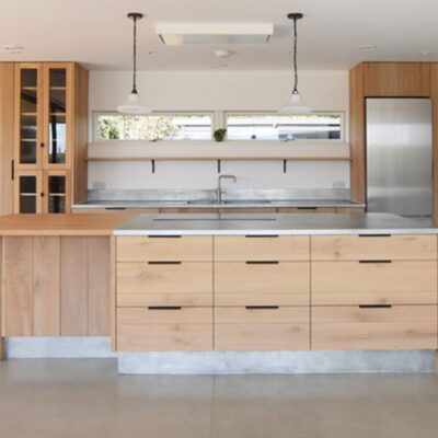 Sawn Smoked and White Oiled engineered oak cabinetry