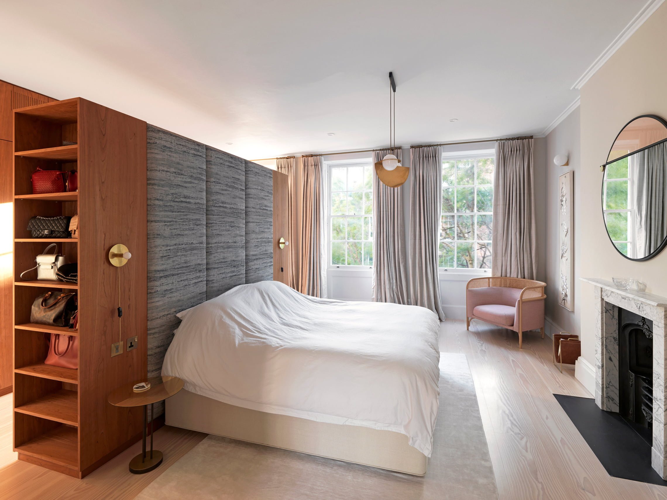 Double Linen Douglas Fir engineered flooring in bedroom