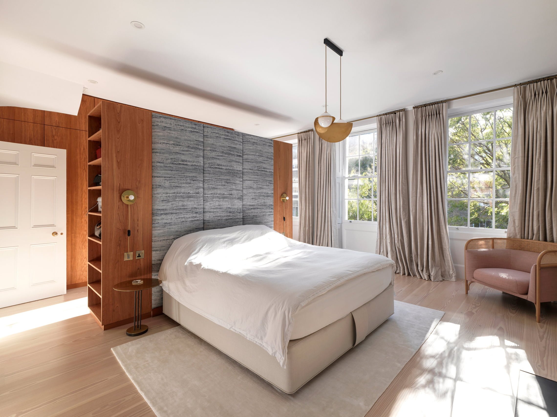 Double Linen Douglas Fir engineered flooring in bedroom