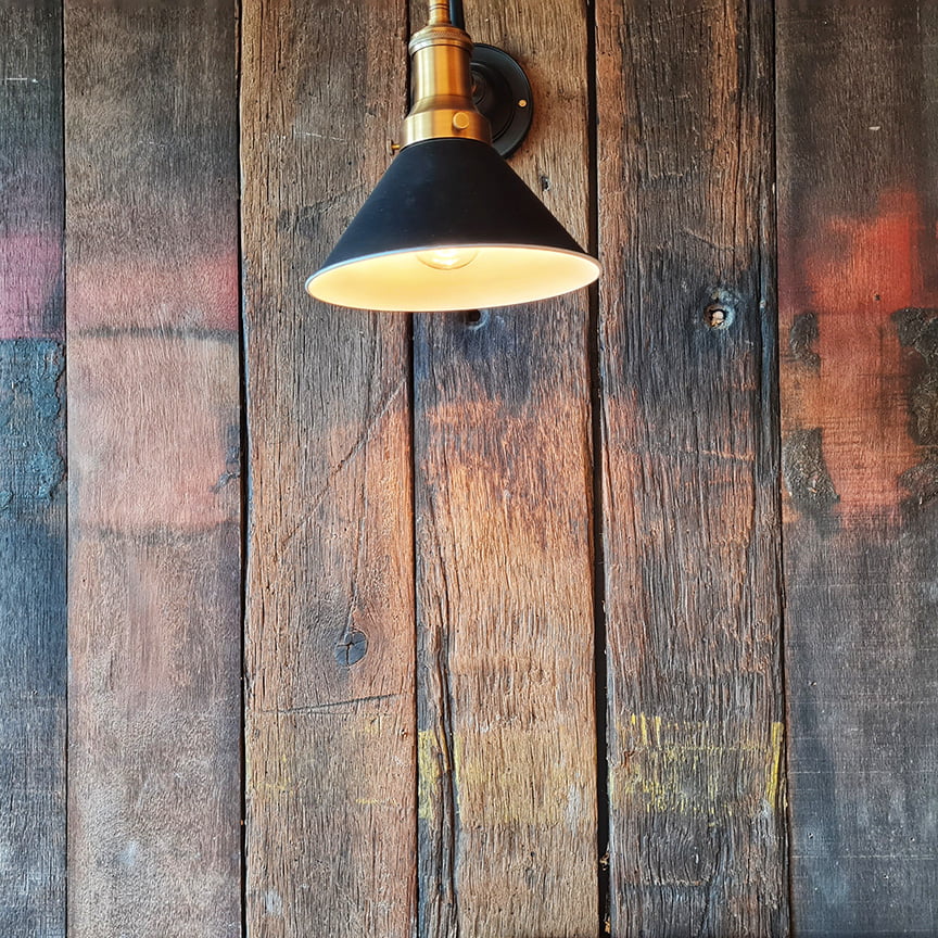 Reclaimed Riesling exotic timber cladding in our showroom