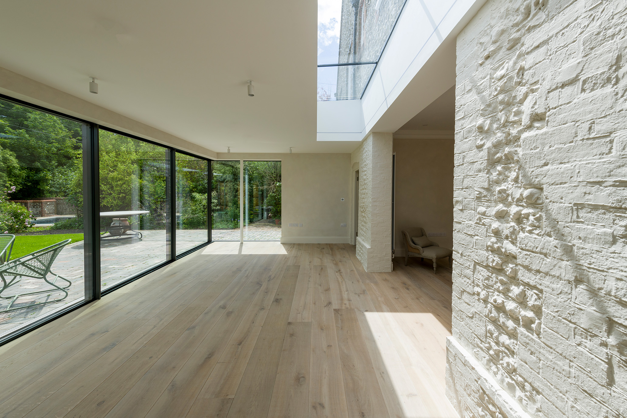 Smoked, Sawn and White Oiled oak flooring at Black Tile House