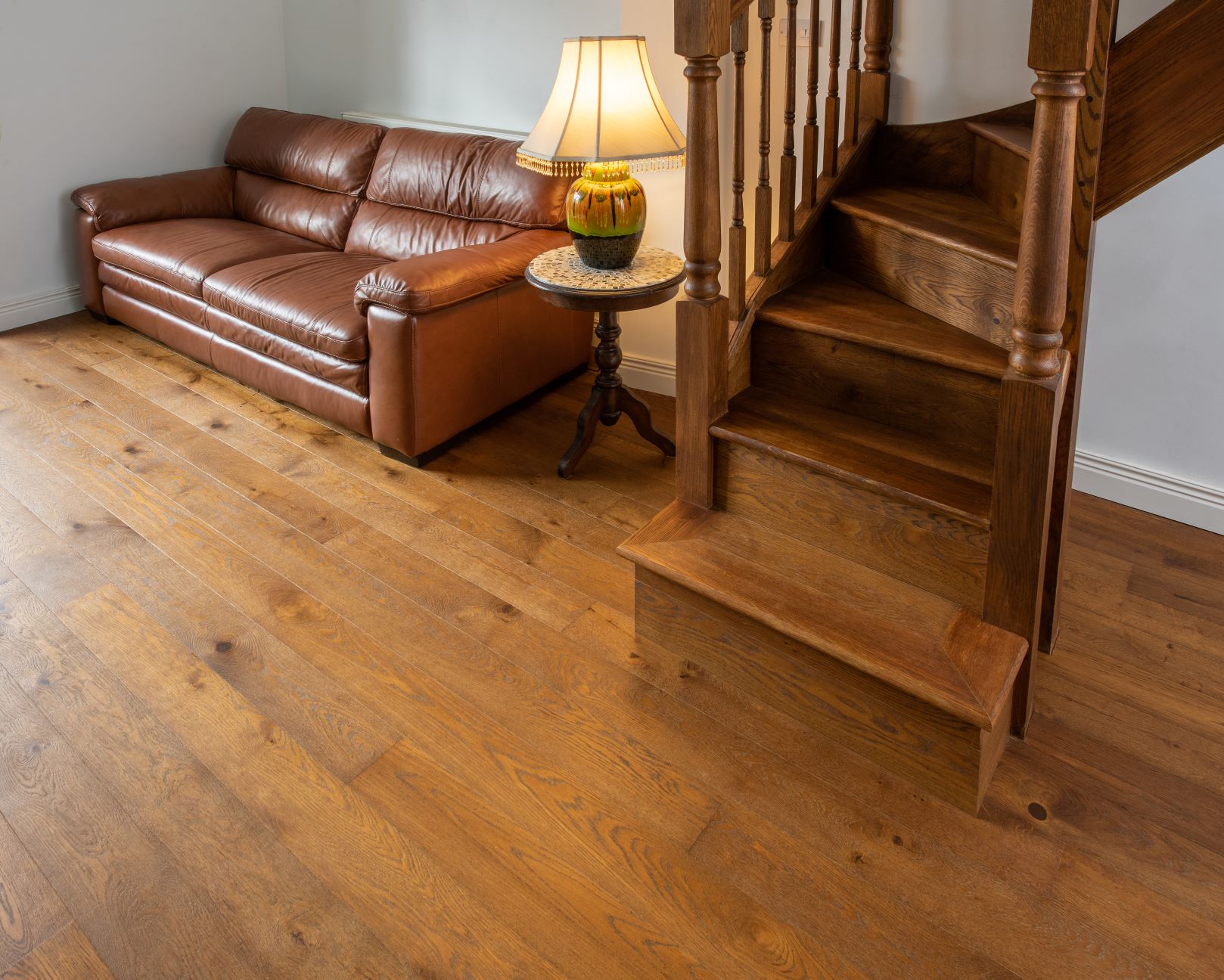 Burnt Umber oak flooring and stairs in cosy Bristol cottage