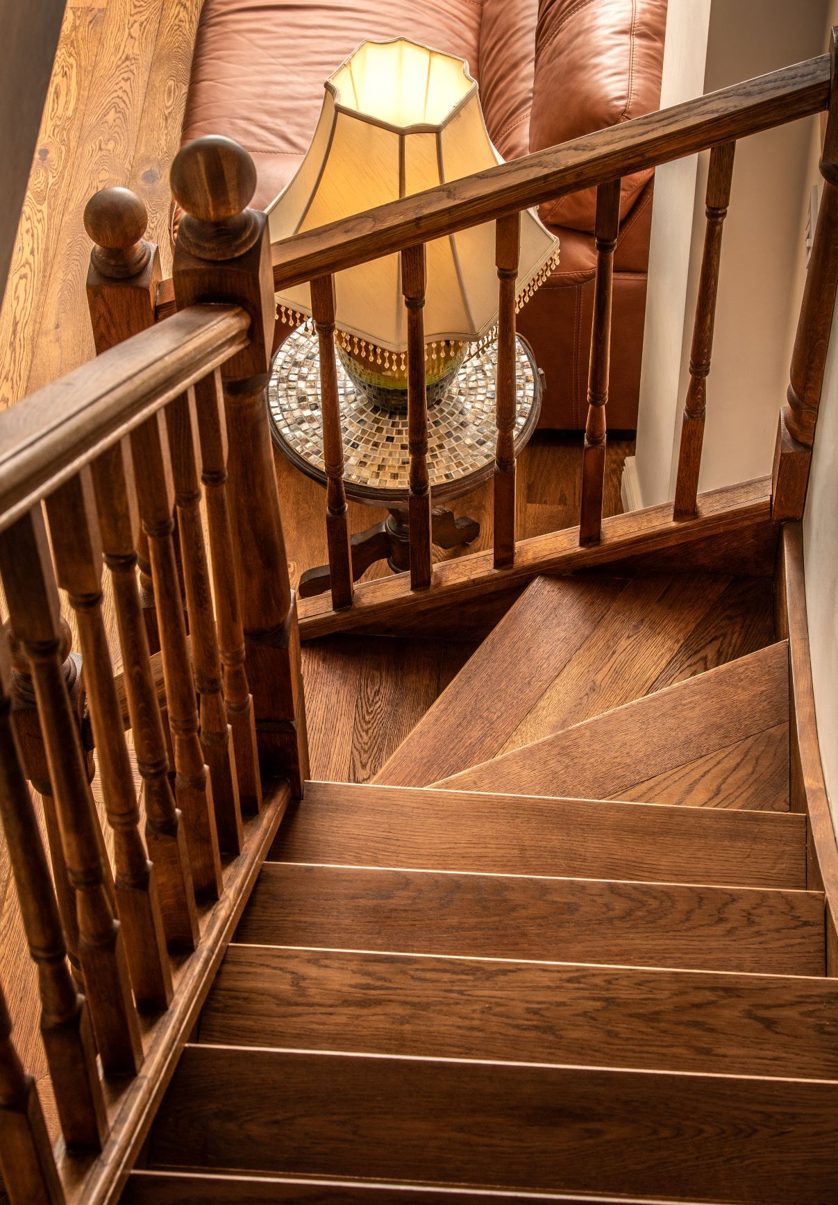Burnt Umber oak stairs in cosy Bristol cottage