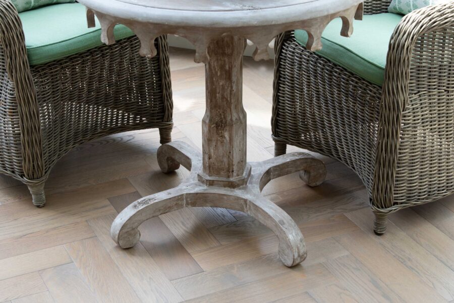 Vintage Grey engineered oak herringbone flooring in listed Clifton home