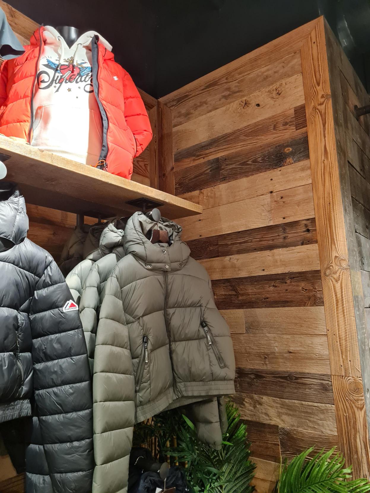 Raw Pine cladding at Superdry Battersea