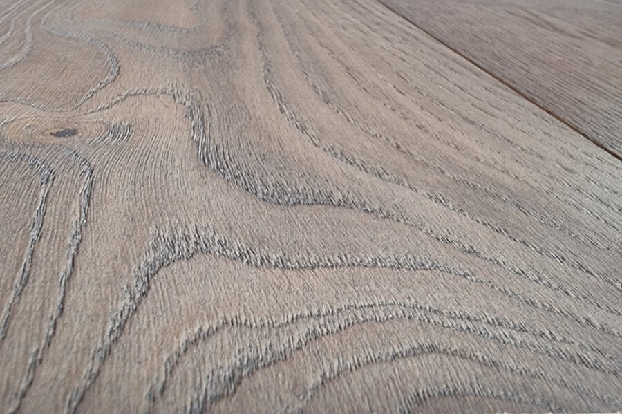 Vintage Grey oak flooring - close up of heavy brushed texture