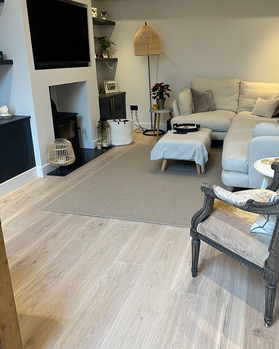 Dream White oak flooring planks in Lincolnshire home