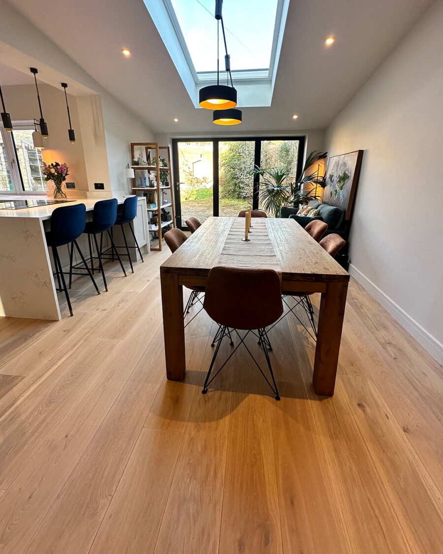 Dream White oak flooring planks in Lincolnshire home