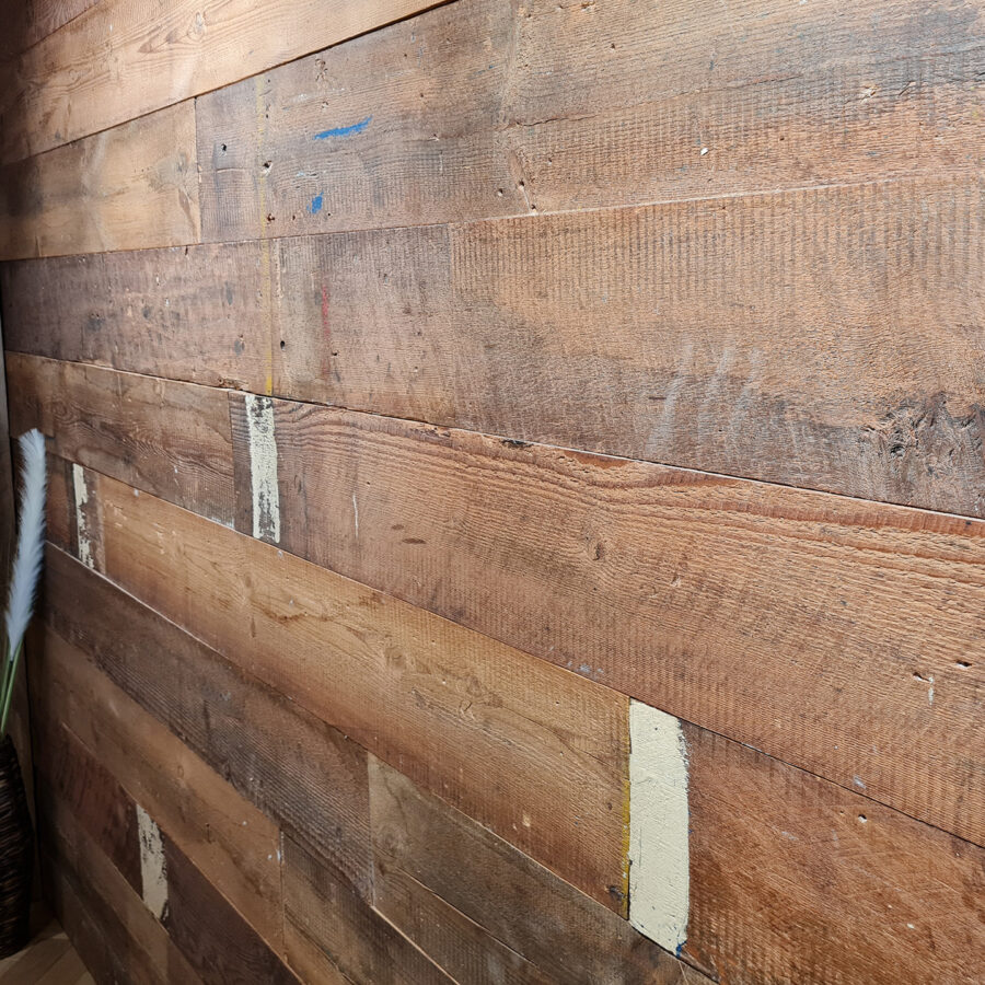 Warehouse Douglas Fir planks used as wall cladding
