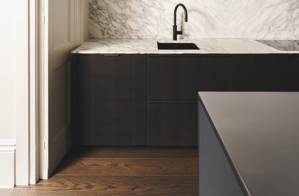 Espresso Dark engineered Oak Flooring in Islington Townhouse kitchen