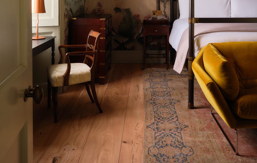 Characterful Elm flooring at Yarlington Lodge project