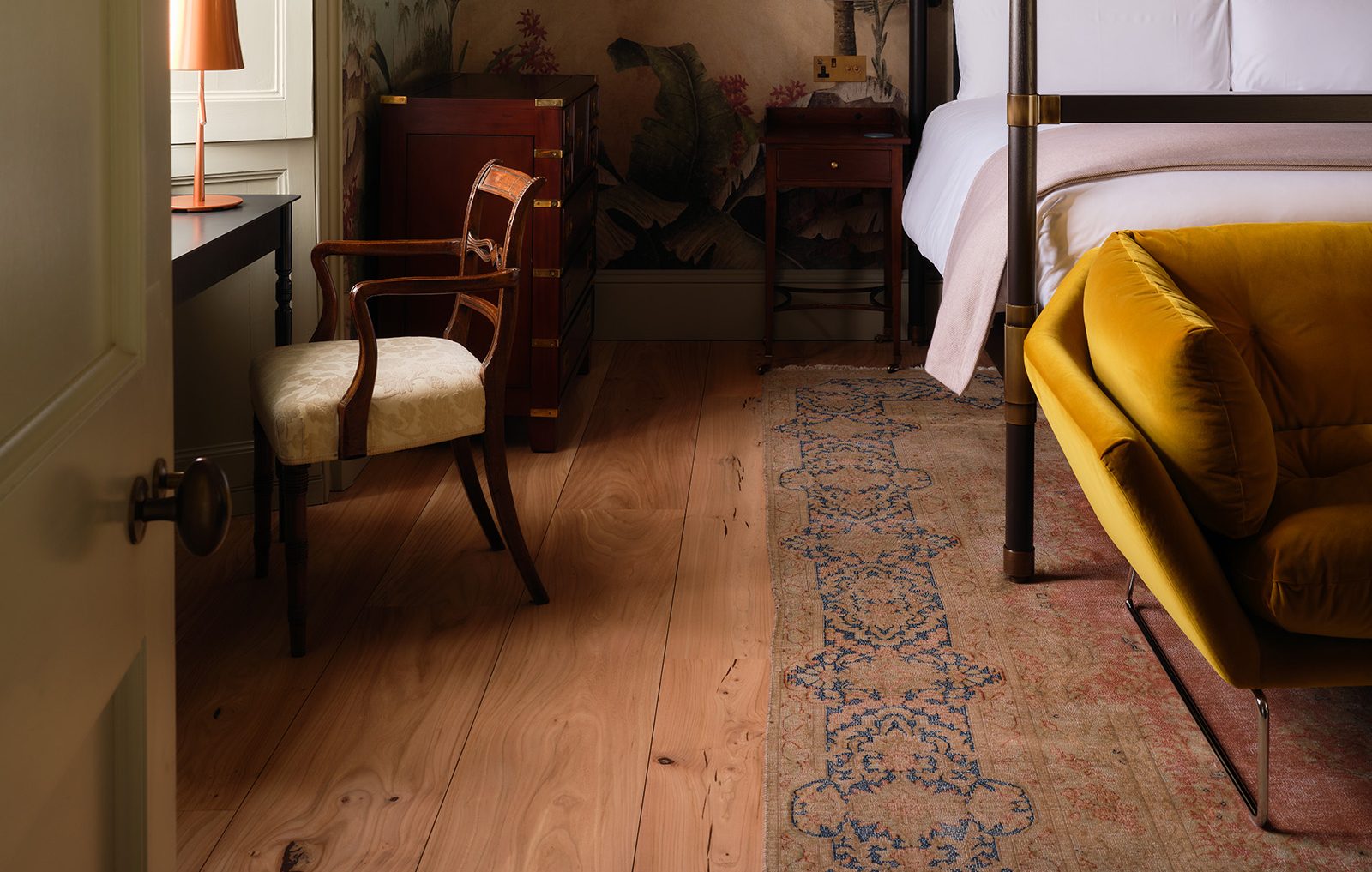 Characterful Elm flooring at Yarlington Lodge project